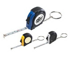 Custom Rubber Tape Measure Key Tag With Laminated Label, 1 1/2" W x 1 1/2" H