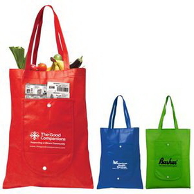 Custom Folded: 7" W x 4" H, Open: 13" W x 17" H - 80GSM Non Woven Fold-Up Tote