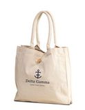 Custom Natural Cotton Shopping Tote with Cotton Webbed Handles / Buttoned Closure, 14