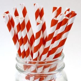 Paper Straws BLANK- 7.70" x .25" Biodegradable Red