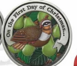 Custom Twelve Days Of Christmas Gallery Print Full Size Ornament (Day 1 - A Partridge In A Pear Tree), 2.25