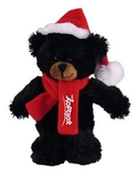 Custom Soft Plush Black Bear with Christmas Scarf and Hat 12