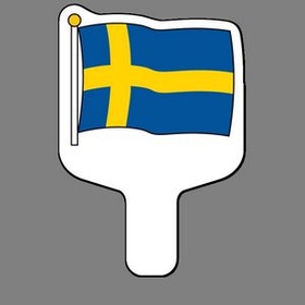Custom Hand Held Fan W/ Full Color Flag Of Sweden, 7 1/2" W x 11" H