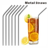 Custom Bent Metal Straws, 8.5 Inch Length, 0.25 Inch Diameter, 215*6 MM, 0.25" Diameter x 10.5" H