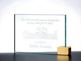 Custom 114-G44B  - Fidelity Achievement Award with Rectangle Brass Holder-Jade Glass