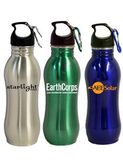 Custom 20 Oz. Stainless Steel Wide Mouth Water Bottle with Carabiner - Silver
