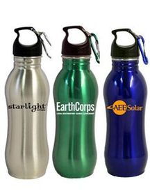 Custom 20 Oz. Stainless Steel Wide Mouth Water Bottle with Carabiner - Silver