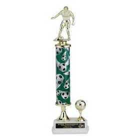 Custom Single Column Soccer Trophy w/Figure & Sport Trim (14")