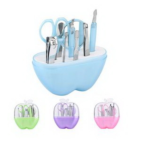 Custom Apple Shape 9 Piece Manicure Set, 4 5/16" L x 3 15/16" W x 1 9/16" H