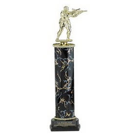 Custom Single Marbled Column Trophy w/Figure Mount (16 1/2")