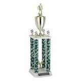 Custom Four-Column Soccer Trophy w/Cup & Sports Trims (32
