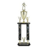 Custom Double Marbled Column Trophy w/Cup & Figure Mount (26