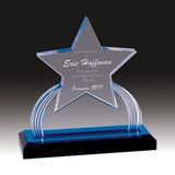 Custom Blue Carved Star Impress Acrylic Award (7 1/4