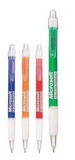 Custom Neon Plastic Pen w/ Click Mechanism - Translucent Blue/White
