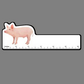 Custom 6" Ruler W/ Full Color Pig - Standing (Left Side View)