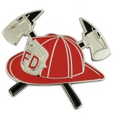 Blank Red Fireman Hat With Crossed Axes Pin, 1 1/8