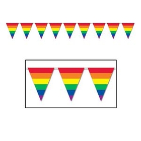 Custom Rainbow Pennant Banners, 10" L x 12' W