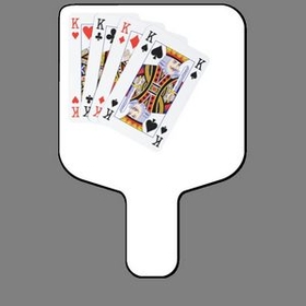 Custom Hand Held Fan W/ Full Color 4 Kings Card Hand, 7 1/2" W x 11" H