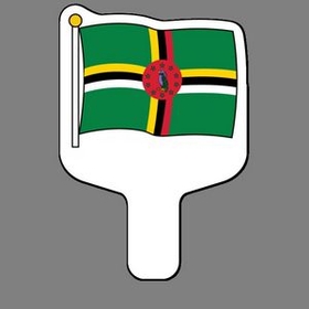 Custom Hand Held Fan W/ Full Color Flag Of Dominica, 7 1/2" W x 11" H