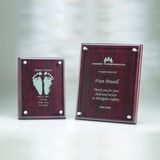 Custom Awards- rosewood plaque with glass.8 inch high, 6
