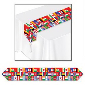 Custom Printed International Flag Table Runner, 11" W x 6' L