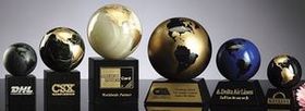 Custom Genuine Marble World Globe Award w/ Cube Base (5")