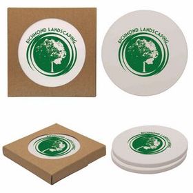 Custom Round Absorbent Stone Coaster Duo, 4 3/8" Diameter X 5/16" Thick