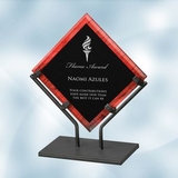 Custom Red Galaxy Acrylic Plaque Award w/Iron Stand (Small), 7 3/4