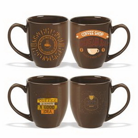 Coffee mug, 15 oz. Bistro Mug (Brown), Ceramic Mug, Personalised Mug, Custom Mug, Advertising Mug, 4.25" H x 3.75" Diameter x 2.25" Diameter