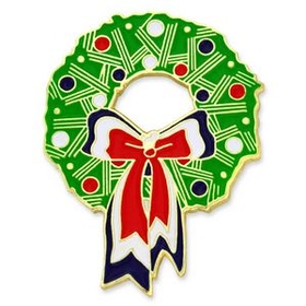 Blank Holiday- Christmas Wreath Pin, 1" L