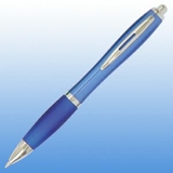 Custom Plastic Curve Pen - Blue with Silver Trim, 5 1/2