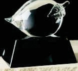 Custom Glass Georgia Peach Award w/ Clear Horizontal Leaf, 4