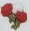 Custom Floral Embroidered Applique - Red White Carnation Flowers, Price/piece