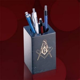 Custom Black Marble Pencil Holder - 4"x2 1/2"x2 1/2"