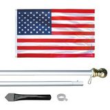 Custom 8' Silver Inground Economy Aluminum Display Pole w/ 3' x 5' Printed US Flag
