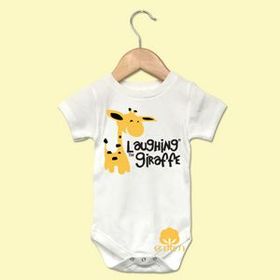 Custom The Laughing Giraffe Short Sleeve Crew Neck Baby Cotton Romper