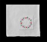 Blank Fine Cotton Ladies Hankies w/Rose Wreath