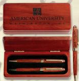 Custom Genuine Walnut Deluxe Pen and Pencil Set Box