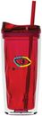 Custom 16 Oz. Red Geo Tumbler Cup With Straw, 7 7/8
