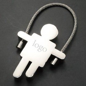 Custom Stainless Steel Wire Chain Key Tag, 1" L x 1" W x 1/2" D