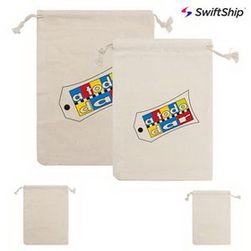 Custom Small Cotton Drawstring Bag, 5" W x 7" H