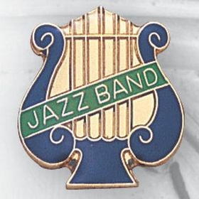 Blank Music Lyre Pin w/Jazz Band Bar, 1" W