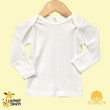 Custom The Laughing Giraffe® Long Sleeve Cotton Infant Lap T-Shirt w/ Fold Over Mittens - White