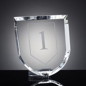 Custom Optical Cut Crystal Shield Award (7 1/8"x6 1/2")