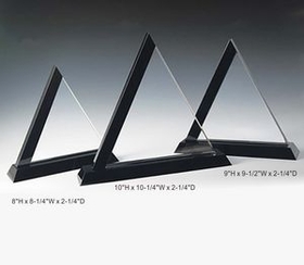 Custom Triangle Optical Crystal Award Trophy., 10" L x 10.25" W x 2.25" H