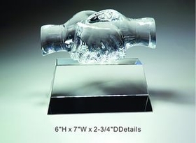 Custom Friendship Optical Crystal Award Trophy., 6" L x 7" W x 2.75" H
