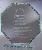 Custom Large Jade Glass Octagon Award w/ Pearl Edge, 7