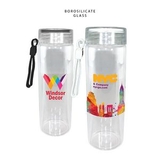 Custom 20 oz. Durable Clear Glass Bottle with Screw on Lid, Full Color Digital