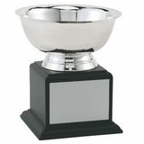 Custom Stainless Steel Revere Bowl Trophy w/ Black Wood Base (10