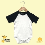 Custom The Laughing Giraffe Short Sleeve Cotton baby Raglan - Black